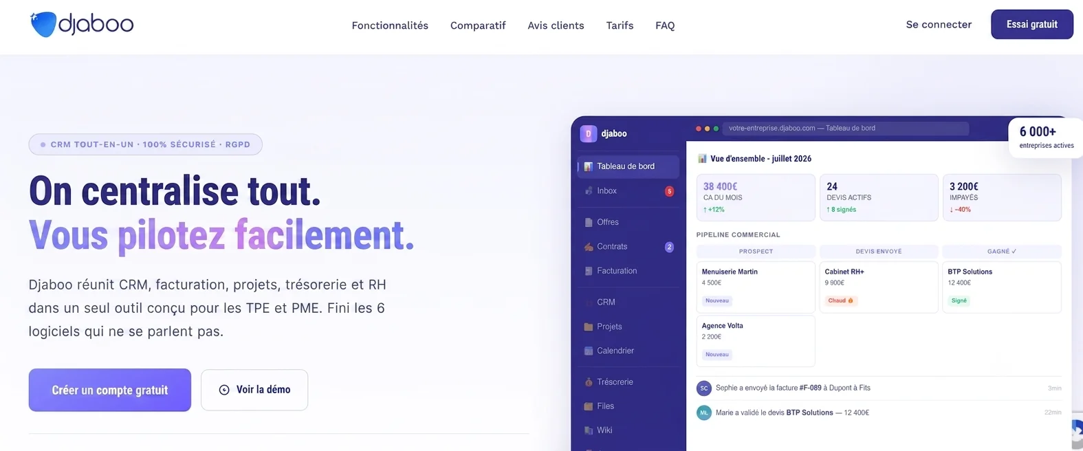 Avis Djaboo : votre partenaire pour la gestion d'entreprise et la relation client
